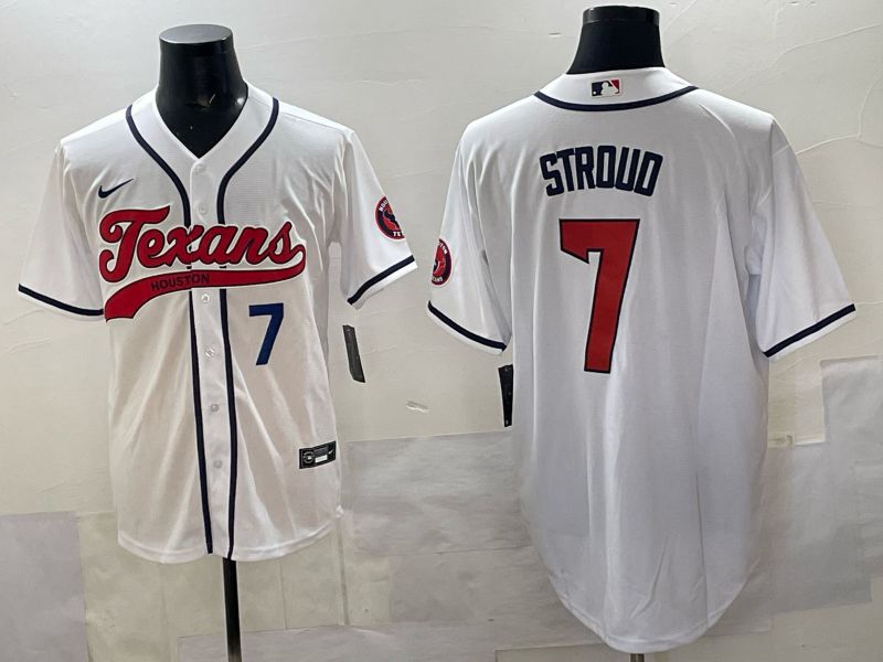 Men 2025 Houston Texans 7 Stroud White Joint Name Nike Limited NFL Jersey style 06